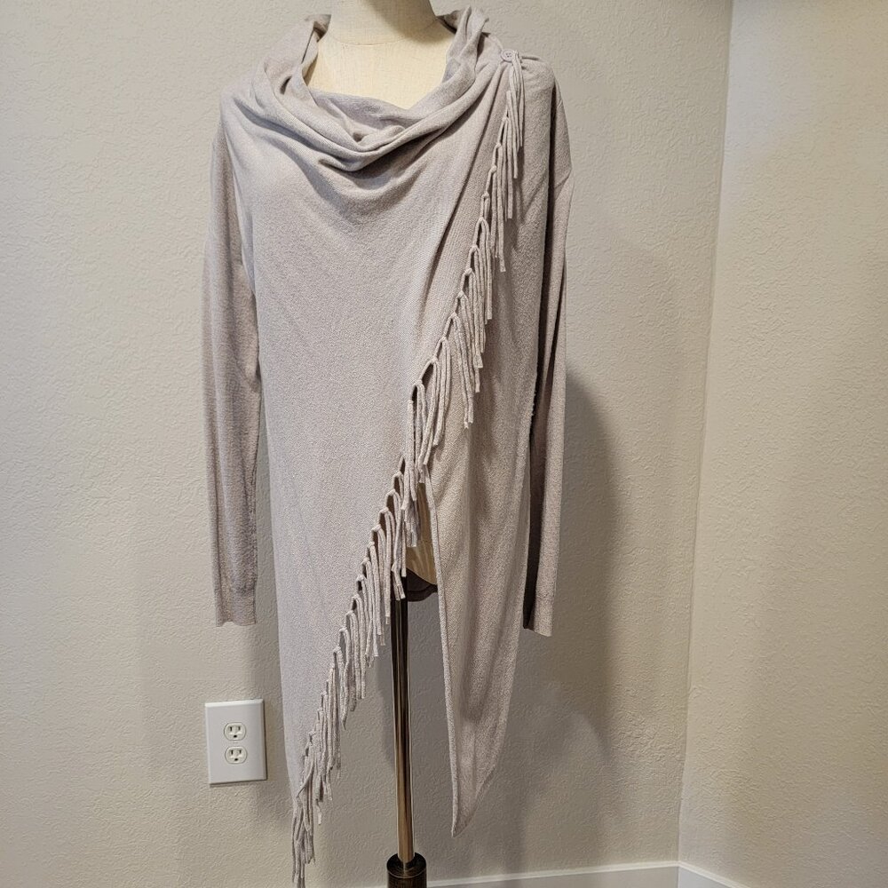 Lovestitch-  Sweater - Gray w/fringe. OS, Very Cute! Dress up or Down!